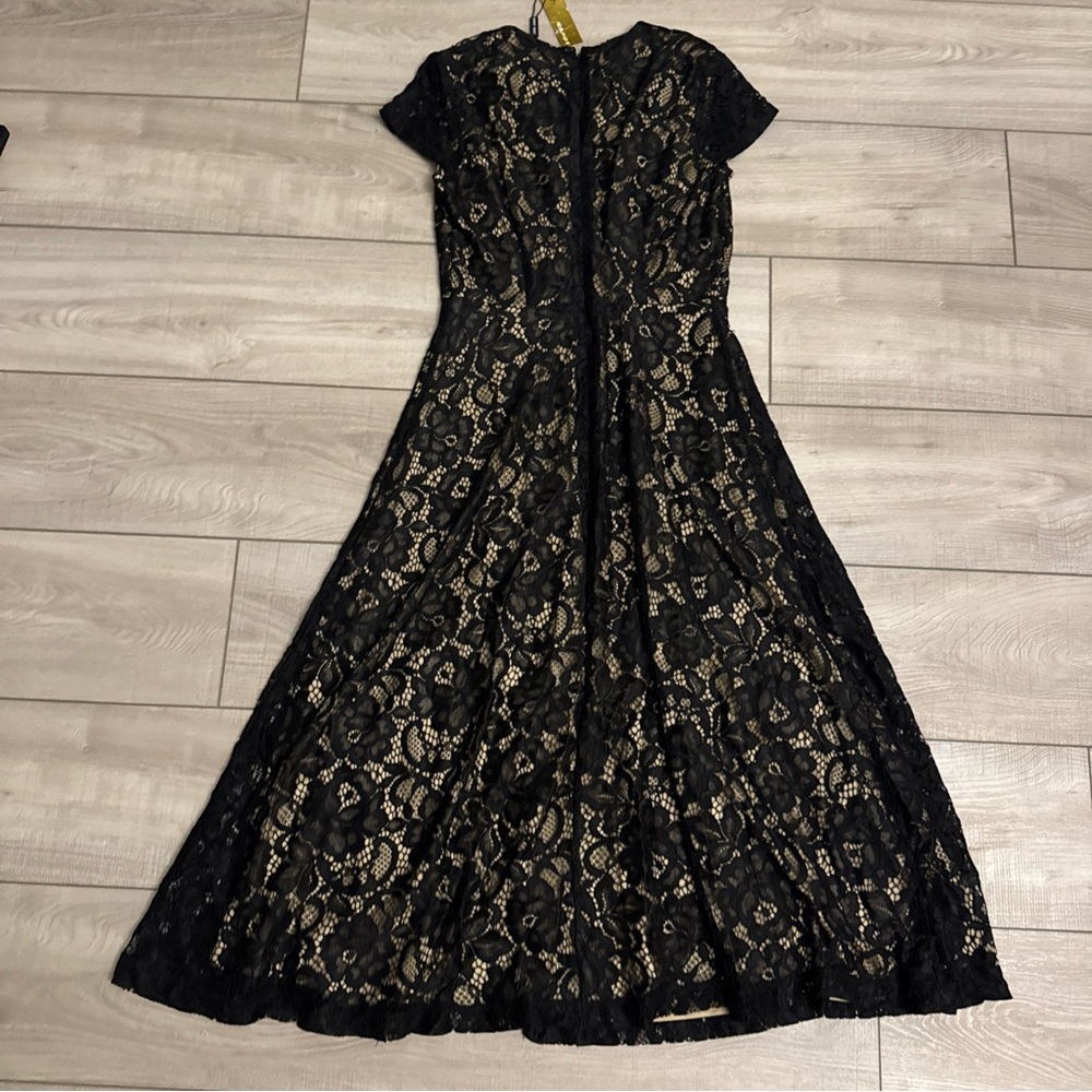 ALEXIA ADMOR Riley Black Lace Sheath silhouette Dress Cocktail Party S High Slit - Picture 11 of 16